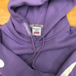 supreme champion hoodie purple
